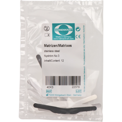 Matriser Nystrøm 12 stk. tykkelse 0,04 mm nr. 3