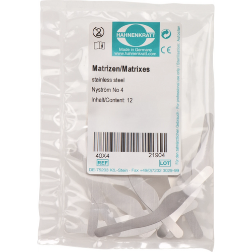 Matriser Nystrøm 12 stk. Tykkelse 0,04 mm Nr. 4