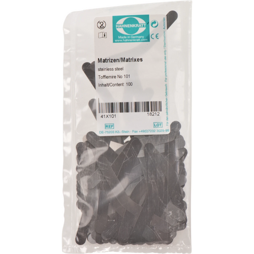 Matriser Tofflemire 100 stk. Tykkelse 0,04 mm Nr. 101