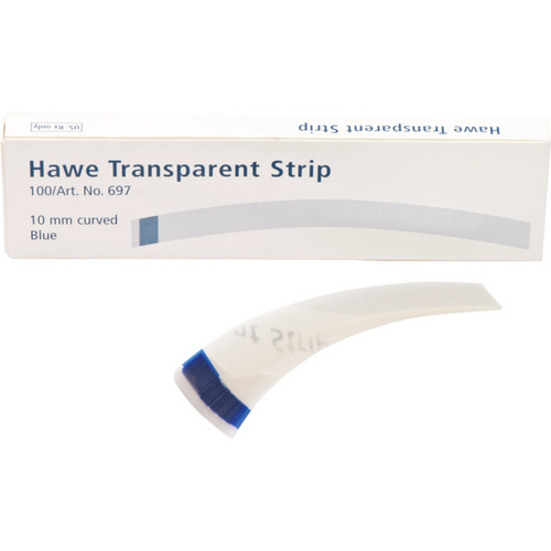 Strips transparente 100 stk. blå, 73 mm, bredde 10 mm, buet