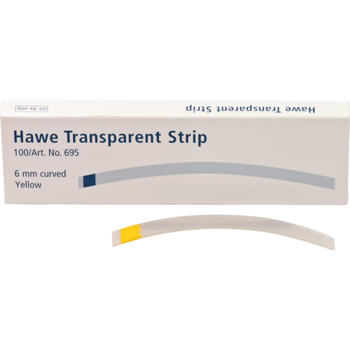 Strips transparente 100 stk. gul, 73 mm, bredde 6 mm, buet