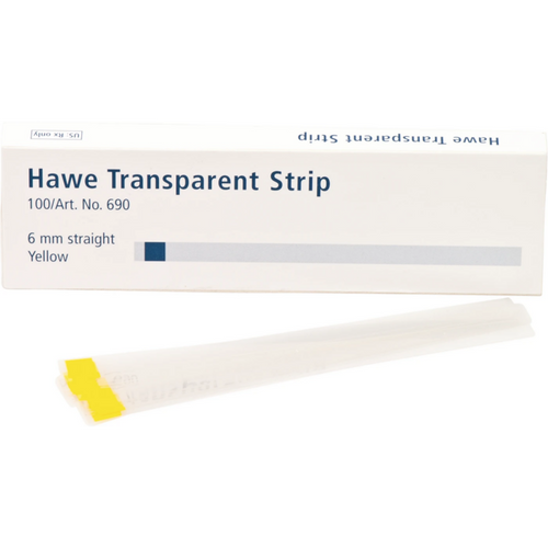 Strips transparente 100 stk. gul, lengde 100 mm, bredde 6 mm, rett