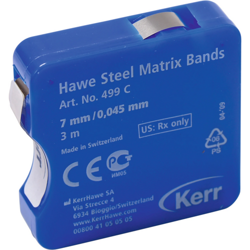 Stål matrisebånd rull 3 m tape, bredde 7 mm, tykkelse 0,045 mm