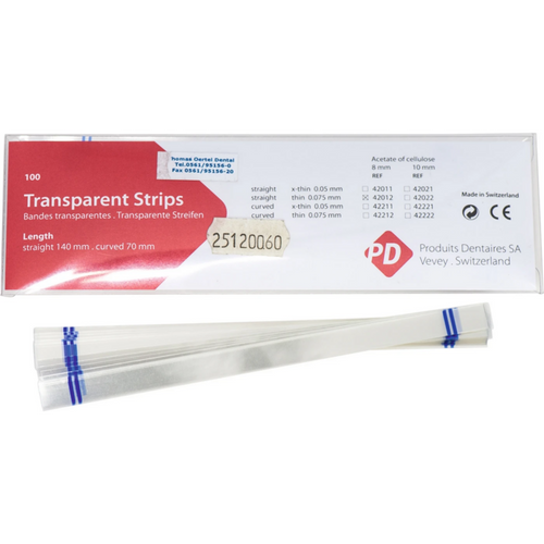 Transparente striper 100 stk. Lengde 140 mm, bredde 8 mm, tynne, rette