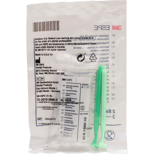 Applikatorbørster engangs sett 12 engangsbørstehoder, 3 håndtak (fargekodet)