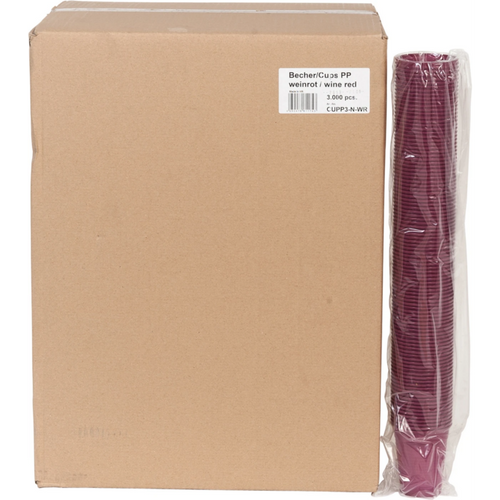 Drikkebeger PP 30 x 100 stk vinrød