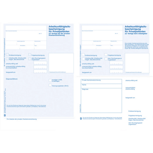 Attest for arbeidsudyktighet for private pasienter 25 ark blå