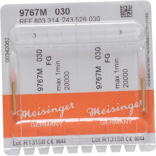 Diamant polerer 9767 2 stk. grå fin, FG, fasong 243, 6,5 mm, ISO 030