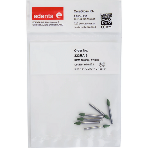 CeraGloss 6 stk grønn, RA, figur 243, 6 mm, ISO 030