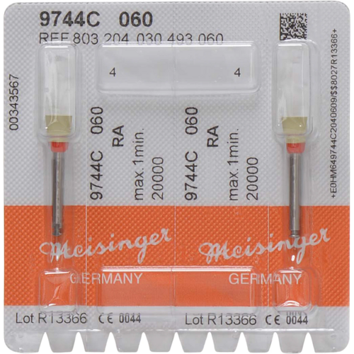 Diamant polerer 9744 2 stk gul ekstra fin, RA, fasong 030, 7,5 mm, ISO 060