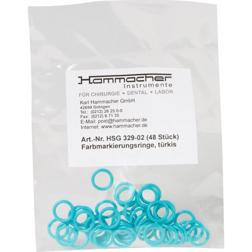 Markeringsringer pose 48 stk. turkis