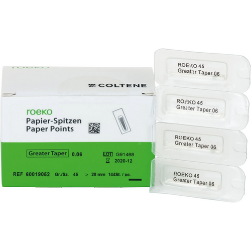 Roeko papirpoints Greater Taper Cell-pack 144 stk. Taper.06 ISO 045