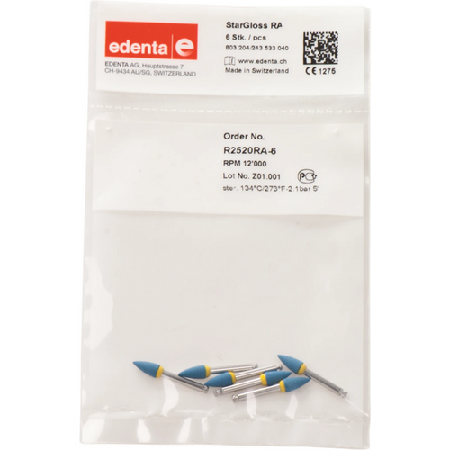 StarGloss 6 stk blå, RA, figur 243-spiss, 10 mm, ISO 040