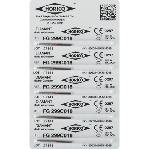 Diamant 299 5 stk rød fin, FG, figur 299, 10 mm, ISO 018