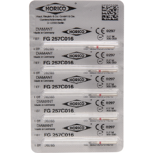 Diamant 257 5 stk rød, fin, FG, fasong 257, 3,5 mm, ISO 016