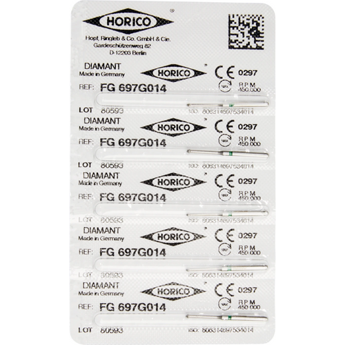 Diamant 697 5 stk. grønn grov, FG, figur 697, ISO 014