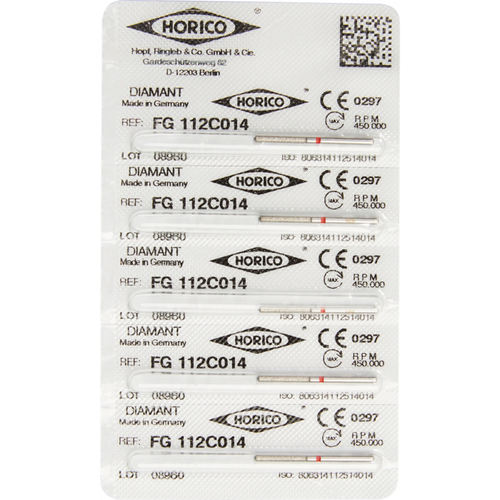 Diamant 112 5 stk rød fin, FG, fasong 112, 10 mm, ISO 014