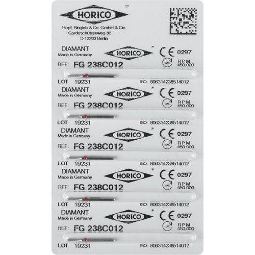 Diamant 238 5 stk rød fin, FG, fasong 238, 4 mm, ISO 012