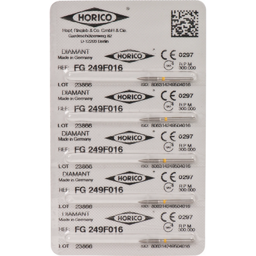 Diamant 249 5 stk gul x-fin, FG, fasong 249, 8 mm, ISO 016