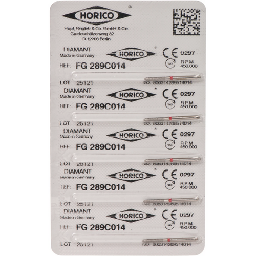 Diamant 289 5 stk rød fin, FG, fasong 289, 8 mm, ISO 014