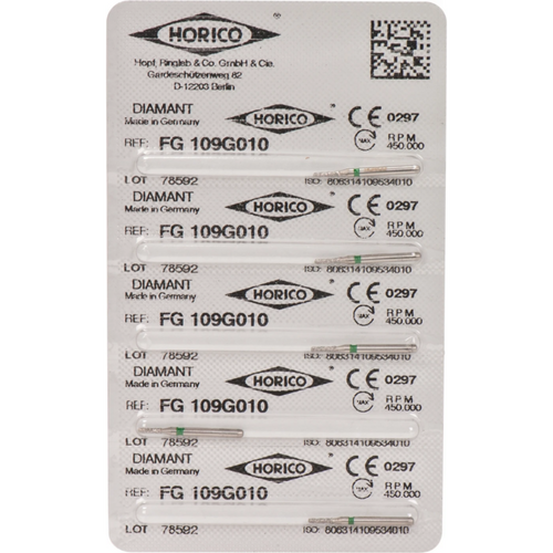 Diamant 109 5 stk grønn grov, FG, fasong 109, 4 mm, FG, fasong 109, 4 mm, ISO 010