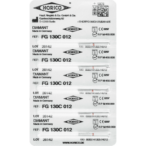 Diamant 130 5 stk. rød fin, FG, figur 130, 8 mm, ISO 012