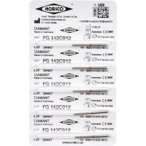 Diamant 142 5 stk. rød fin, FG, fasong 142, 10 mm, ISO 012