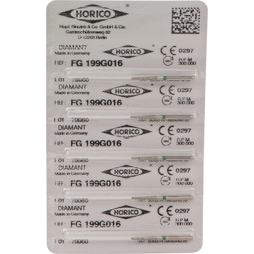Diamant 199 5 stk. grønn grov, FG, fasong 199, 10 mm, ISO 016