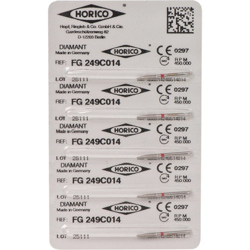 Diamant 249 5 stk rød fin, FG, fasong 249, 8 mm, ISO 014