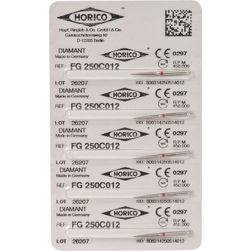 Diamant 250 5 stk. rød fin, FG, fasong 250, 10 mm, ISO 012