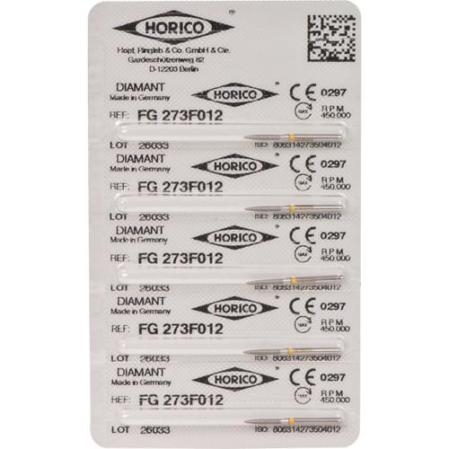 Diamant 273 5 stk gul x-fin, FG, fasong 273, 8 mm, ISO 012