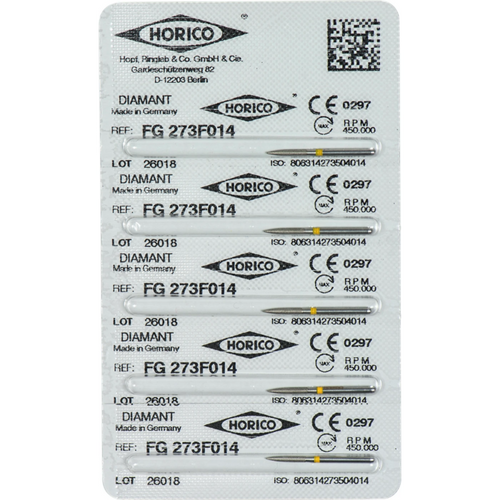 Diamant 273 5 stk. gul ekstra fin, FG, fasong 273, 8 mm, ISO 014