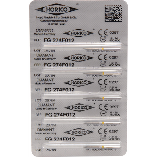 Diamant 274 5 stk. gul, ekstra fin, FG, figur 274, 10 mm, ISO 012