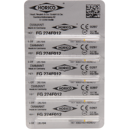 Diamant 274 5 stk. gul, ekstra fin, FG, fasong 274, 10 mm, ISO 012
