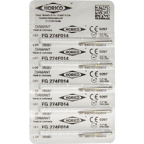 Diamant 274 5 stk. gul ekstra fin, FG, fasong 274, 10 mm, ISO 014