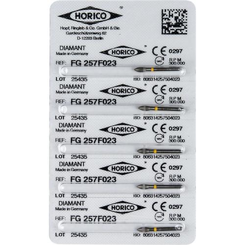 Diamant 257 5 stk. gul ekstra fin, FG, figur 257, 5 mm, ISO 023