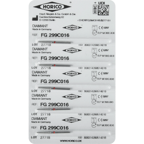 Diamant 299 5 stk. rød fin, FG, figur 299, 10 mm, ISO 016