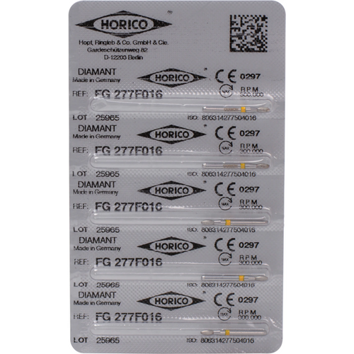 Diamant 277 5 stk gule x-fine, FG, fasong 277, 3,5 mm, ISO 016