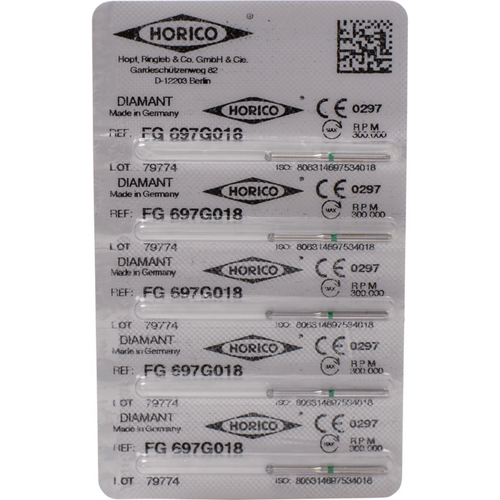 Diamant 697 5 stk. grønn grov, FG, figur 697, ISO 018
