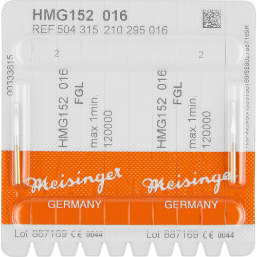 Kirurgisk hardmetallfreser HM 152 2 gull, FG L, fasong 210, 9,1 mm, ISO 016