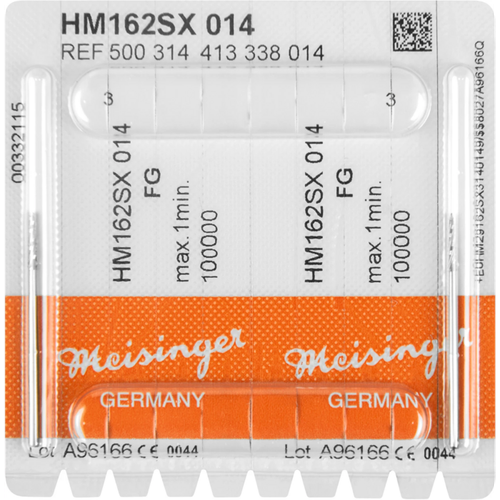 Kirurgisk hardmetallfreser HM 162 2 krysskutt fresere, slank hals, (SX) HP, fasong 408, 8 mm, ISO 014