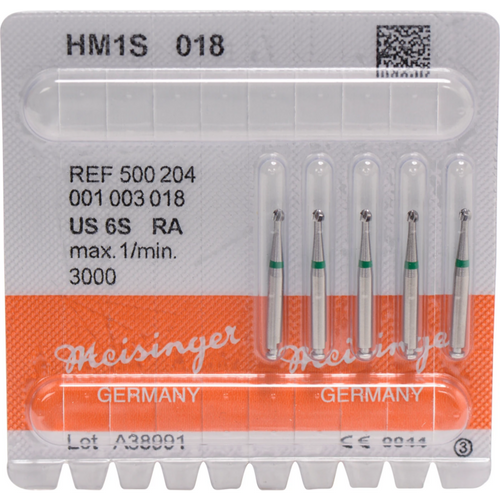 Hardmetallbor 1S 5 stk., kryssfri fortanning, grønn, RA, figur 001, ISO 018
