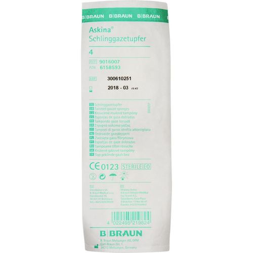 Askina sling gaskompresser 4 stk. sterile, plomme