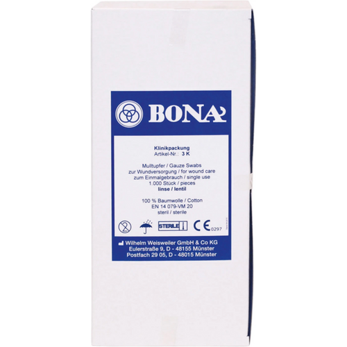 BONA gasbindtupfere klinikkpakning med 1 000 kompresser