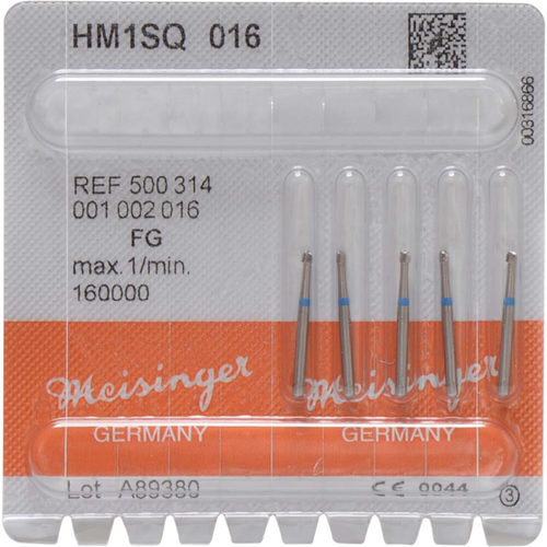 Hardmetallbor 1SQ 5 stk., krysskuttet, FG, blå, figur 001, ISO 016