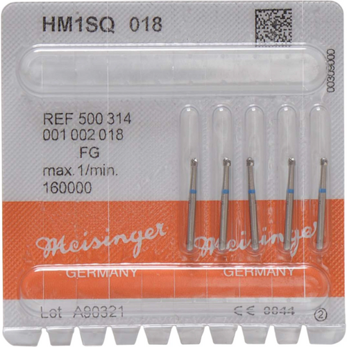 Hardmetallbor 1SQ 5 stk. krysskuttet, FG, blå, figur 001, ISO 018