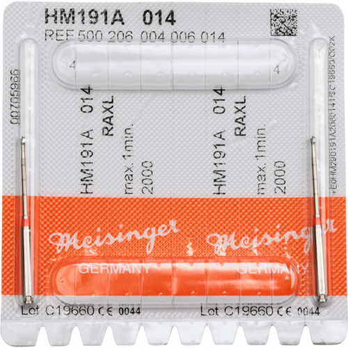 Endo Access bor 191A 2 røde, RAXL, figur 004, hode: 16 mm, total: 34 mm, ISO 014