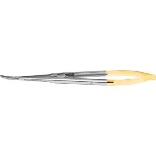 Micro nåleholder TC stk. 18 cm, rundt håndtak glatt, buet