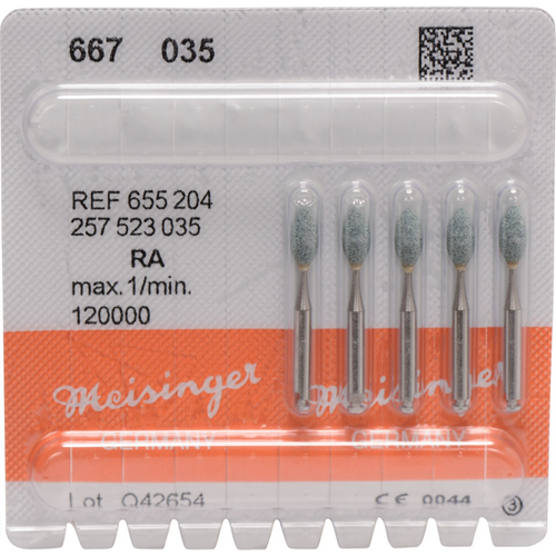 Keramiske stein 667 5 stk. grønn medium, RA, figur 257, 7 mm, ISO 035