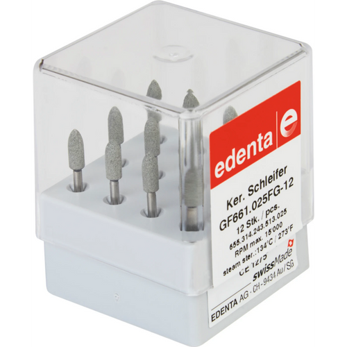 Slipestein 12 stk. grønn medium, FG, fasong 243, 7 mm, ISO 025